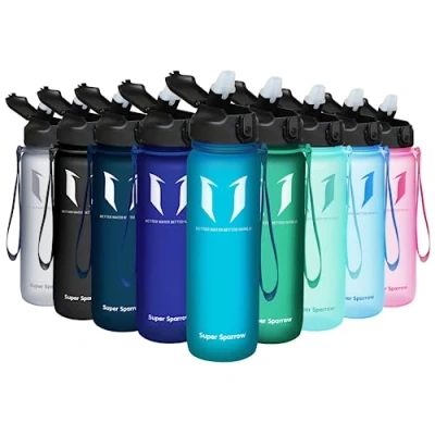 Image de Super Sparrow Gourde Avec Paille Bouteille 1000ml sans BPA Tritan Anti fuite Reutilisable Pour salle de &#039;école,Sport