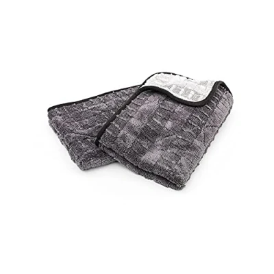 Image de The Rag Company Gauntlet Lot de 2 Serviettes séchage en Microfibre coréenne 70/30, conçues pour Une Absorption Rapide 900 g/m², 38,1 x 61 cm, Gris Glacier +