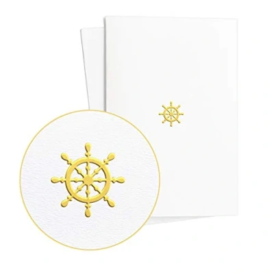 Image de Chèque de voyage Cadeau ou bon d&#039;achat pour un anniversaire, mariage, anniversaire mariage Carte d&#039;adieu à la retraite Gouvernail en relief doré sur superbe papier, E29