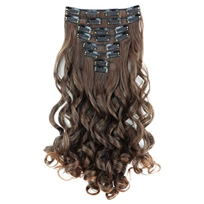 Image de CAISHA XL 45cm 7 Pièces Jeu CLIP IN Extensions De Cheveux Postiche Ondulé Mélange Brun CE18 1