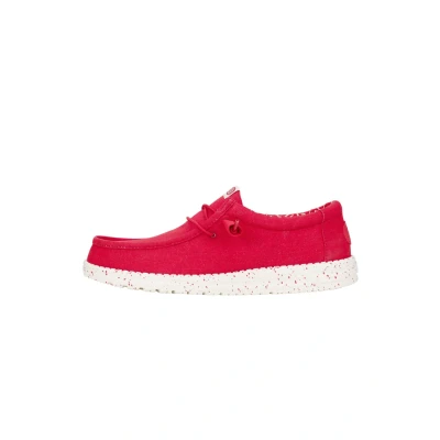 Image de HEYDUDE Wally Canvas Chaussures pour Hommes Baskets avec Semelles Confortables Style Mocassin, Savvy Red, 42