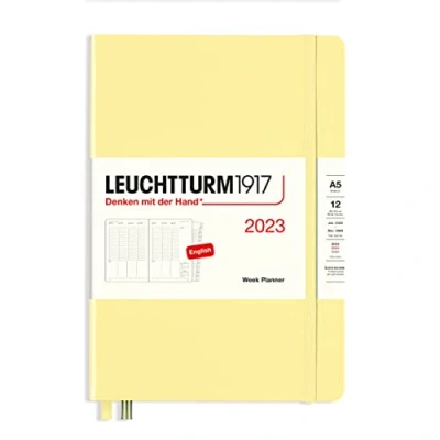 Image de LEUCHTTURM1917 365988 Planificateur Semainier Medium (A5) 2023, avec cahier, Vanilla, Anglais
