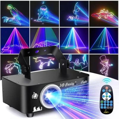 Image de Fwiull Jeux de Lumiere DJ, 3D RGB Disco Animée avec Télécommande, Soiree à Commande Vocale DMX 512, Lumière Pour Bar, Fête, KTV, Anniversaire, Famille