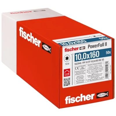 Image de Fischer Vis de Renfort Powerfull FPF II CTF 10x160 revêtement zingué, Filetage Total, tête fraisée avec Empreinte Torx/Boîte 50
