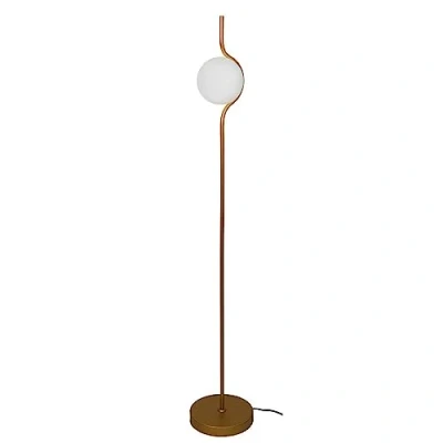 Image de Lampe sur pied design Ramy 140cm métal doré verre blanc satiné compatible LED