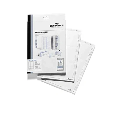 Image de Durable 145702 Badgemaker Insertions 90 x 60 mm Sur Planche A4 Imprimable 9 Par Pefc Boîte de 20 Planches/180