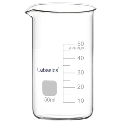 Image de Labasics Bécher Haut en Verre, Gradué Verre Borosilicate avec Bec Verseur, Forme Griffin, 1 Pièce, 50 ml