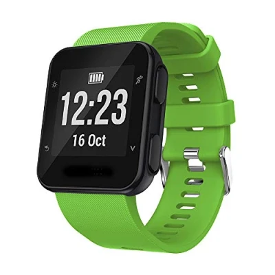 Image de Yikamosi Compatible avec Garmin Forerunner 35 Bracelets,libération Rapide Silicone Souple Fermoir en acier inoxydable Remplacement Bracelet pour Forerunner35/Forerunner30 GPS Watch,Vert