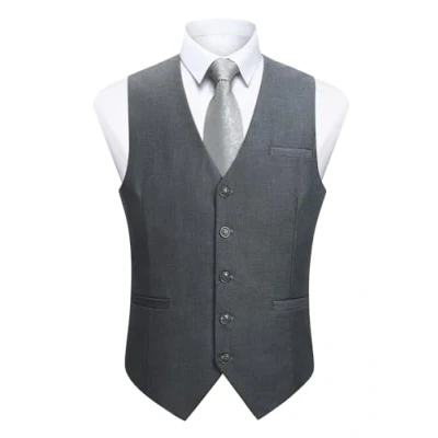 Image de Enlision hommes formelle parti mariage coton gilet couleur unie gris 1