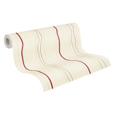 Image de A.S. Création Avenzio 958731 95873 1 Papier peint à rayures Crème/rouge/beige 10,05 x 0,53 m