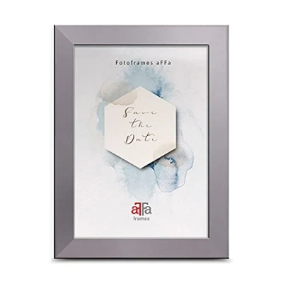 Image de aFFa frames, Hekla, Cadre photo en MDF rectangulaire facile d&#039;entretien avec façade verre acrylique, Argent, A4, 21x29,7 cm