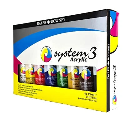 Image de Daler Rowney System3 Set peinture acrylique 8 tubes 150ml Sélection