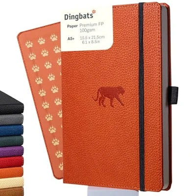 Image de Dingbats* Faune Carnet de Notes A5 Ligné Moyen, Couverture Rigide, Journal en Cuir PU Fermeture élastique, Porte stylo, Marque page