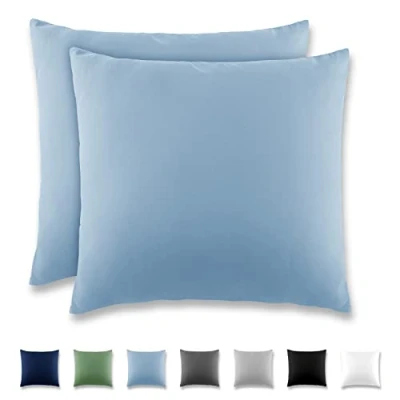 Image de REDKEY Taie Oreiller 80x80 Bleu Clair Lot de 2 Taies d&#039;Oreillers 80 x Carré en Microfibre Brossée, Housse Coussin avec sa Fermeture à Rabat (sans Éclair)