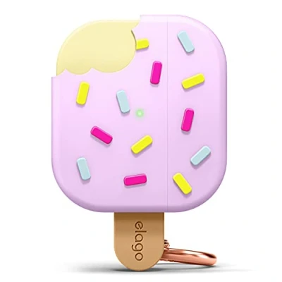 Image de elago Coque Glace avec Mousqueton Compatible AirPods 3 Jolie et Mignonne, Prend en Charge la Recharge sans Fil, Protection Complète, Résiste aux Chocs (Myrtille)