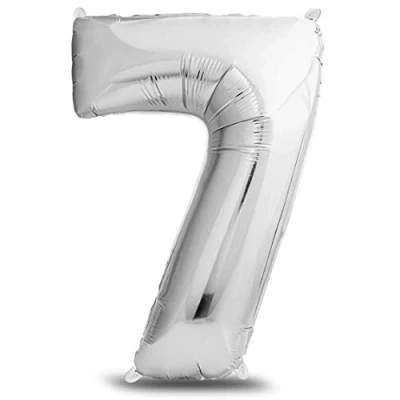 Image de envami® Ballon gonflable en aluminium forme de chiffre Taille XXL Argenté 101 cm Décoration d&#039;anniversaire Vole à l&#039;hélium (nombre 7)