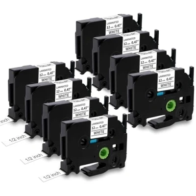 Image de 8x MarkField Compatible Ruban d&#039;étiquette Remplacement pour Brother P touch TZe 231 TZ 12mm x 8m Cassette PT D200 D400 E110 1000 1005 1010 1080 H101C H105 H107 H108 Cube, Noir sur Blan