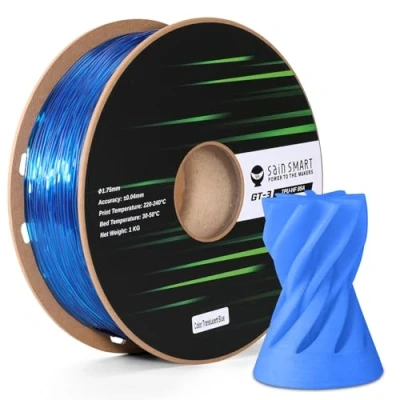 Image de SainSmart Filament TPU translucide haute fluidité 1,75 mm pour impression à grande vitesse 500 mm/s, 1 kg, bleu