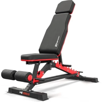 Image de Hop Sport Banc de musculation complet HS 2090HB, Dossier inclinable en 10 positions, Siège réglable 3 Construction robuste acier, Capacité charge allant jusqu&#039;à 300 kg