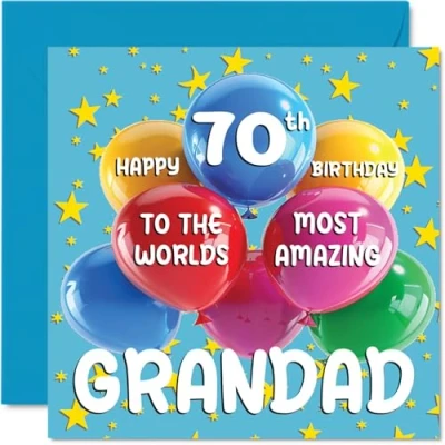 Image de Carte d&#039;anniversaire 70 ans pour grand père World&#039;s Most Amazing Grandad de la part d&#039;un petit fils et d&#039;une petite fille, 145 mm x mm, ans,