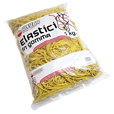 Image de Alevar Élastiques en caoutchouc de bureau, jaune, diamètre 20 mm, emballage enveloppe 1 kg