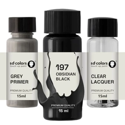 Image de SD COLORS Peinture de retouche noire obsidienne 197 15 ML Réparation des rayures Code couleur Noir (peinture + vernis apprêt)