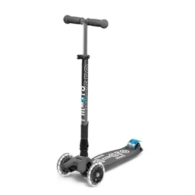 Image de Micro Trottinette Enfant Maxi Deluxe Pliable LED 3 Roues Guidon Ajustable Lumineuses 5 12 Ans Gris Volcan