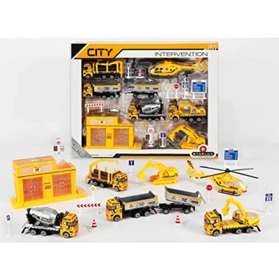 Image de STARLUX Grand Coffret Travaux Complet + 1 Grue à Assembler Assortiment véhicules Miniatures Collection en métal Dès 3 Ans 806151