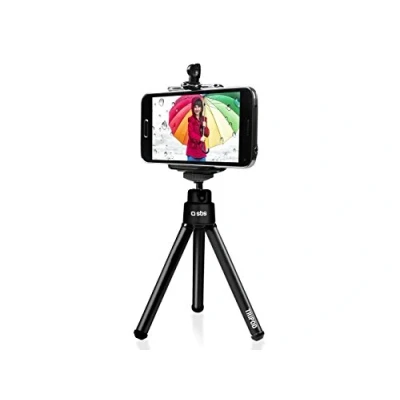 Image de SBS Trépied léger pour Smartphones, Rotation de 360, Inclinaison 90, Extensible 16 cm, Pieds en Caoutchouc, idéal Les Photos, Selfies et Le Streaming.