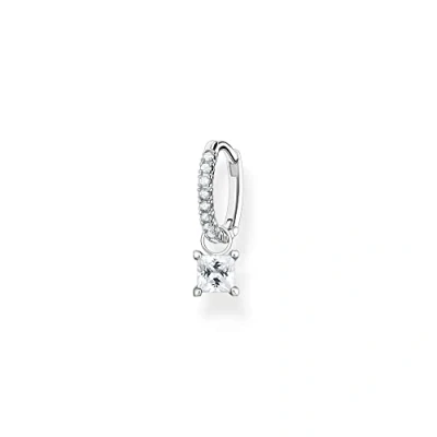 Image de THOMAS SABO Créoles simples pour femme avec pierres blanches, taille unique, Argent sterling, Pas de gemme
