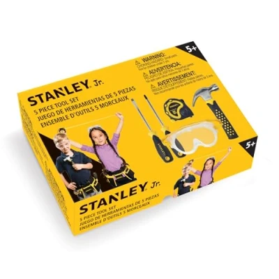 Image de Stanley Jr. ST004 05 SY Kit d&#039;outils pour Enfants 5 pièces avec 2 Tournevis, Lunettes de Protection, mètre Ruban, Marteau en matériau sûr et Stable À partir Ans