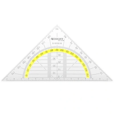 Image de Westcott Géodésiques 14 cm transparentes en plastique incassable avec échelle jaune Échelle technique &amp; rapporteur pour l&#039;école, l&#039;université ou le bureau E 10132 00