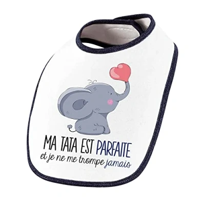 Image de Planetee Bavoir bébé Tata Parfaite Elephant Accesoires mignon et orginal thème famille pour cadeau naissance