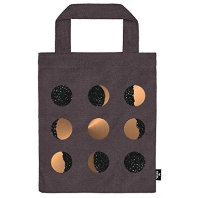 Image de moses. libri_x Sac à Livres Phases de la Lune Petit fourre Tout 100% Coton pour Les Amateurs avec Finition dorée, 24,1 x 20,3 2,8 cm, Marron, 24.1 20.3 2.8