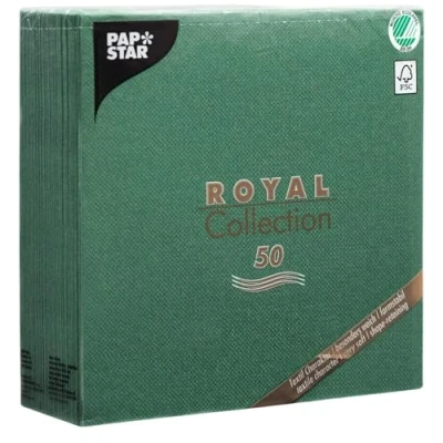 Image de Papstar 50 Serviettes Royal Collection Pliage 1/4 40 cm x Vert foncé, # 11606