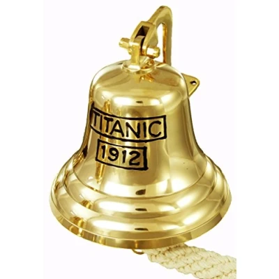 Image de Buckingham Titanic 1912 gravé Peut se Fixer au Mur Laiton Massif Pub/Porte/dernières Commandes/Cloche de Bateau, Doré, 20 cm