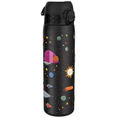 Image de Ion8 Gourde Isotherme Inox, 500ml, Anti Fuite, Facile à Ouvrir, Verrouillage Sécurisé, Lavable au Lave Vaisselle, Poignée de Transport, Nettoyer, Acier Inoxydable, Motif Vaisseaux spatiaux