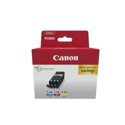 Image de Canon CLI 526 Lot de 3 Cartouches d&#039;encre Authentiques (Cyan, Magenta, Jaune) Carton sécurité Multipack