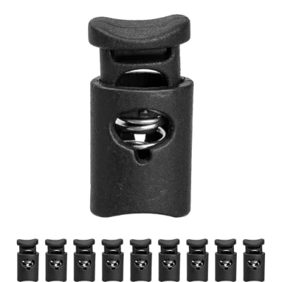 Image de Lot de 10 bloqueurs cordon à 1 trou Noir Pour cordons jusqu&#039;à 7 mm diamètre veste, vêtements, sac dos, en caoutchouc Fermeture rapide Toboggan Butoir Tanka,