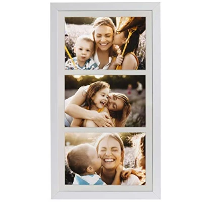 Image de Cadre Photo pêle mêle, 23 x 50 cm Multi avec Passe Partout pour 3 photos 13 18 cm, Blanc