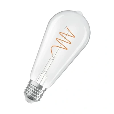 Image de OSRAM Vintage 1906 Edison est une blanc chaud avec un filament en spiraen forme d&#039;ampouEdison. Il propose 3,4 W pour 470 lm,E27, verre transparent, diamètre 64 mm, 2700 K.
