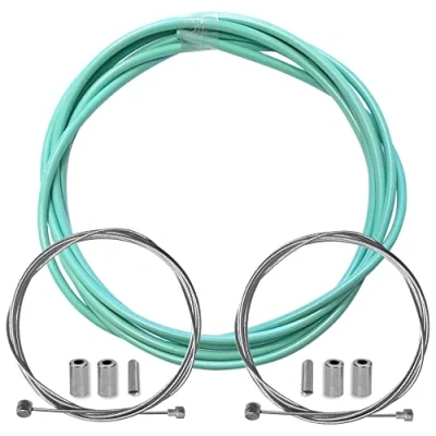 Image de cyclingcolors gaine frein vélo avec câble embouts kit avant arrière compatible Shimano Sram cycle ville route vtt insert performance cable (Vert céleste)