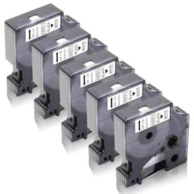 Image de 5x XemaX Compatible pour Dymo Ruban Étiqueteuse 9mm x 7m D1 40913 A40913 S0720680s Noir sur Blanc Bandes de Rechange Labelmanager 160 360D 210D 220P 280 PnP 420P 500TS