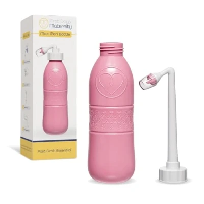 Image de FIRST DAYS MATERNITY Biberon péri rose extra large d&#039;une contenance de 650 ml. Parfait pour une longue toilette efficace et apaisante après la naissance