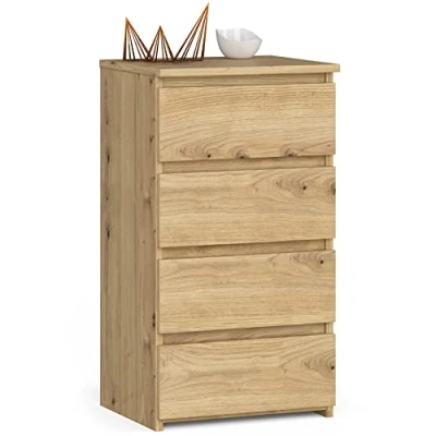 Image de AKORD Commode Tiroirs à roulettes Fonctionnel Idéal en Set Robuste Design Universe l Chêne Artisanal