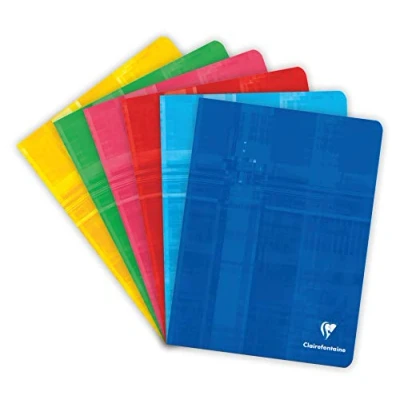 Image de Clairefontaine 3723C Un Cahier Agrafé 17x22 cm 80 Pages Lignées avec Marge Papier Blanc 90 g Couverture Carte Pelliculée Couleur Aléatoire