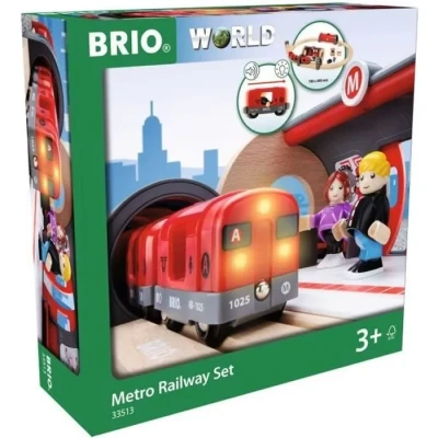 Image de Brio World 33513 Circuit Métro Coffret complet de 20 pièces train en bois Thème ville urbain transport commun Jouet mixte à partir 3 ans