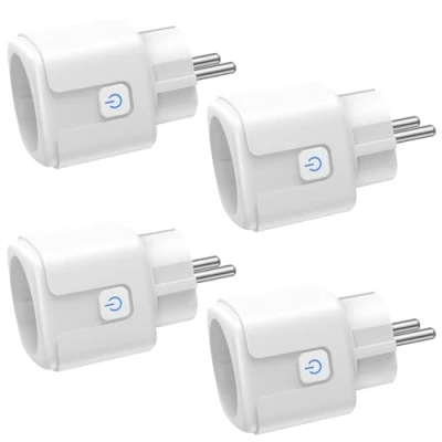 Image de Prise Connectée WiFi, 4 Pièces Intelligente 16A 3680W, WiFi avec Mesure de Consommation Électrique, Contrôle à Distance, Commande Vocale, Compatible Alexa &amp; Google pour la France
