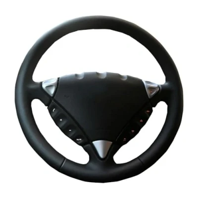 Image de MJHYUGR Couvre Volant de Voiture en Cuir Noir Cousu pour Porsche Cayenne 2003 2004 2005 2006 2007 2008 2009 2010