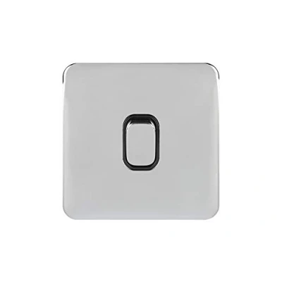 Image de Schneider Electric GGBL1014BPC Lisse Lot de 10 interrupteurs simples Intermédiaire 10AX Chrome poli Noir